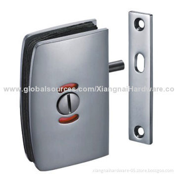 Glass door lock with indicator glass to wall